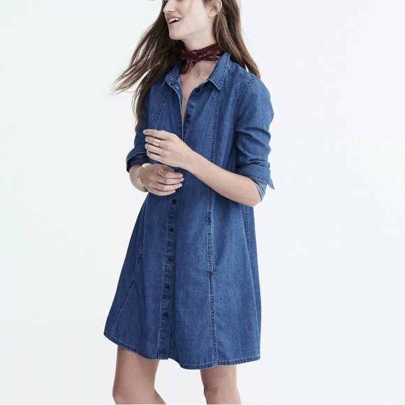 Madewell Dresses & Skirts - Madewell Chambray Denim A-Line Swing Shirt Dress